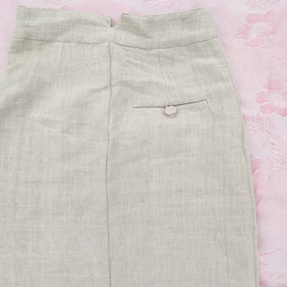 Ajaie Alaie Transitional Linen Skirt XS Beige Button Up Pencil Handmade Chakra - Picture 10 of 16